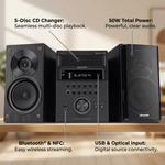 Sharp XL-BH250 5-Disc Micro Shelf Executive Speaker System ? 50W, Bluetooth with NFC, USB & Optical Input - Vignette | Home Cozy Nest