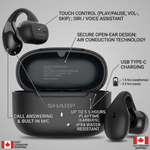 Sharp HP-TW45-BK Earclip Open-Ear True Wireless Earbuds ? Secure Fit, IPX4 Water Resistant - Vignette | Home Cozy Nest