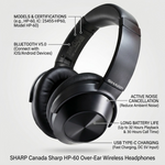 Sharp HP-60 Over-Ear Wireless Headphones with Active Noise Cancellation & 20-Hour Battery Life - Vignette | Home Cozy Nest