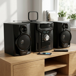 SHARP CD-BH950 Sharp 240W 5-Disc Mini Shelf Speaker System with Cassette and Bluetooth Audio - Vignette | Home Cozy Nest