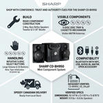 SHARP CD-BH950 Sharp 240W 5-Disc Mini Shelf Speaker System with Cassette and Bluetooth Audio - Vignette | Home Cozy Nest