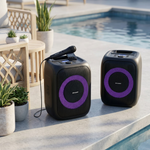 Sharp PS-914 Compact Portable Party Speaker ? 20W RMS, Bluetooth 5.3 & LED Lights - Vignette | Home Cozy Nest