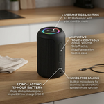 Sharp GX-BT190-BK Ultra-Portable Bluetooth Speakers – IP67 Waterproof & Dustproof, 15-Hour Battery, LED Mood Lighting – Black - Vignette | Home Cozy Nest
