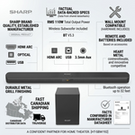 SHARP HT-SBW192 2.1-Channel Sound Bar – Wireless Subwoofer, Bluetooth, HDMI ARC - Vignette | Home Cozy Nest