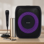 Sharp PS-914 Compact Portable Party Speaker – 20W RMS, Bluetooth 5.3 & LED Lights - Vignette | Home Cozy Nest