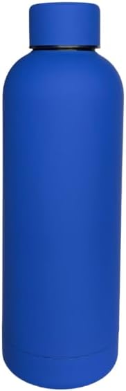 17 oz Matte Finish Stainless Steel Water Bottle | Vacuum Insulated Travel Bottle | Hot & Cold Water Bottle | Smooth Rubber Finish Water Bottle (Dark Blue)