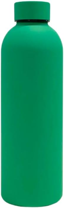 17 oz Matte Finish Stainless Steel Water Bottle | Vacuum Insulated Travel Bottle | Hot & Cold Water Bottle | Smooth Rubber Finish Water Bottle (Green)