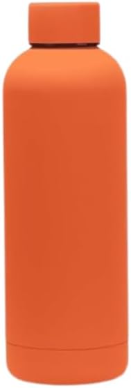 17 oz Matte Finish Stainless Steel Water Bottle | Vacuum Insulated Travel Bottle | Hot & Cold Water Bottle | Smooth Rubber Finish Water Bottle (orange)