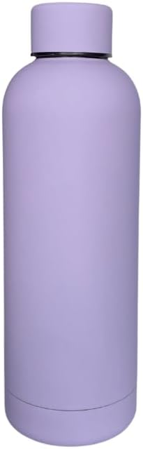 17 oz Matte Finish Stainless Steel Water Bottle | Vacuum Insulated Travel Bottle | Hot & Cold Water Bottle | Smooth Rubber Finish Water Bottle (Lilac)