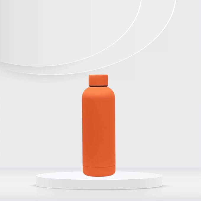 17 oz Matte Finish Stainless Steel Water Bottle | Vacuum Insulated Travel Bottle | Hot & Cold Water Bottle | Smooth Rubber Finish Water Bottle (orange)