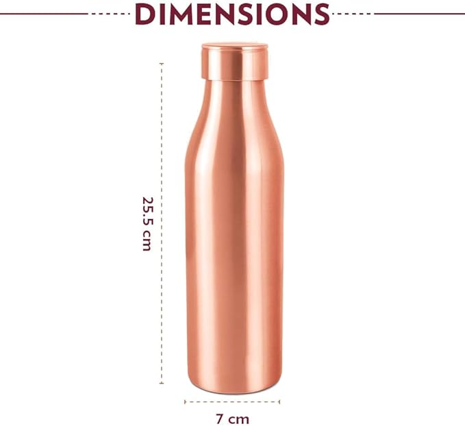 ZIG ZAG Pure Copper Water Bottle For Drinking More Water Yoga, Gym, Office, travel etc Rustproof & Leakproof Premium Copper Bottle With Health Benefits 33 OZ