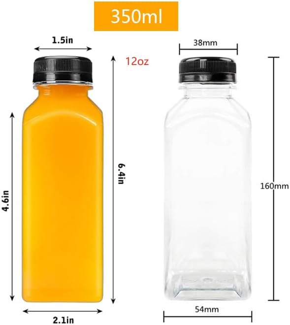 12 oz Plastic Bottles With Lids, Clear