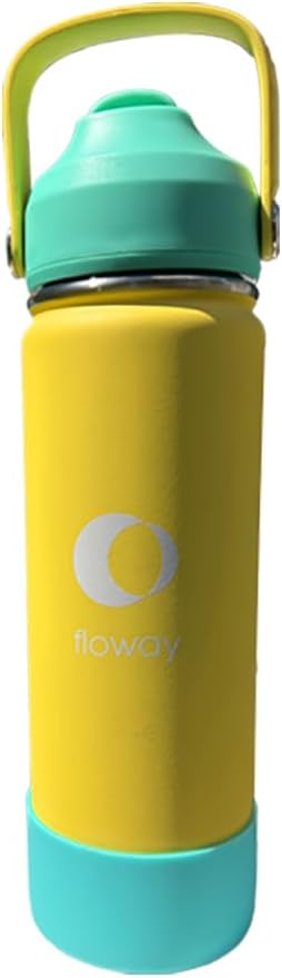 18oz Stainless Steel Vacuum Insulated Water Bottle with Straw Lid and Cleaning Brush, BPA Free, Leakproof, Temp Control, for Hot and Cold Drinks (Vibrant Lemon, 18oz)