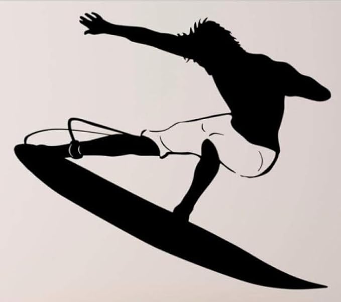 Water Sports Wall Stickers Decorative Surfing Decals Sports Boys Kids Sticker Home Room Decorative Wall Decal Sports Art Decor Wall Mural Black 18 X 15 in