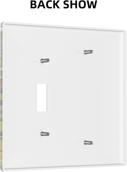 Cute Dinosaur Combo Single Blank 1 Single Toggle Light Switch Wall Plate Cover Decorative 2-Gang for Electrical Boys Kids Room Bathroom Bedroom Home Kitchen One Receptacle 4.5" x 4.6"