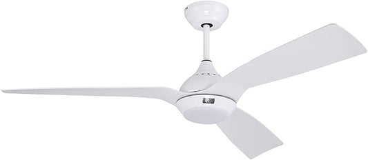 reiga 52 Inch White DC Motor Smart Ceiling Fan with Dimmable Led Lights Suit for Indoor/Outdoor, 6 Speed, Timer, Remote App Alexa Google Home Control