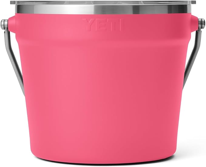 YETI Rambler Beverage Bucket, Double-Wall Vacuum Insulated Ice Bucket with Lid, Tropical Pink