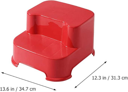 Toyvian Two Step Step Stools Safety Steps Toilet Potty Training Stool Non- Slip Foot Stool Bedside Step Stool for Kitchen Bathroom Bedroom Red