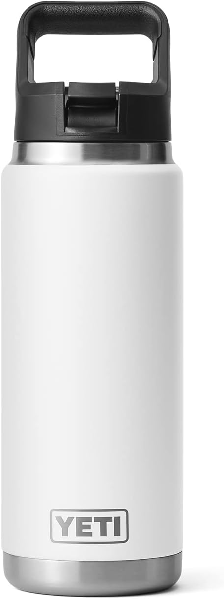 YETI Rambler 26 oz Bottle, Vacuum Insulated, Stainless Steel with Straw Cap, White