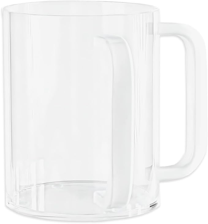 Bluesky Trading Acrylic Wash Cup with Sleek Handle-Ideal for Home & Ritual Use, Regular, Clear/White