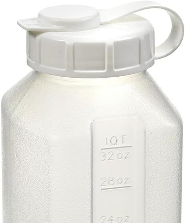 1-Quart Water Bottle Refrigerator Shaker Bottle, Pitcher, Bottle, Engraved Measurements, Mixer Bottle, Leak Resistance, Dishwasher Safe, BPA Free, with Easy-Pour Spout, Clear