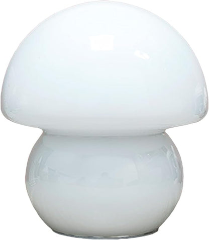 Mushroom Lamp, Small Clear Glass Table Lamp, Cute Little Milk White Translucent Nightstand Lamp for Bedroom, Bedside, Living Room, Murano Style Aesthetic Dome Lamp for Home Decor Gift