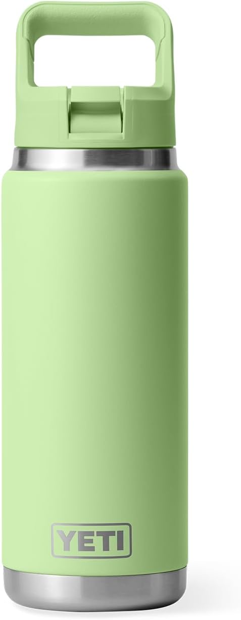 YETI Rambler 26 oz Bottle, Vacuum Insulated, Stainless Steel with Color Matching Straw Cap, Key Lime