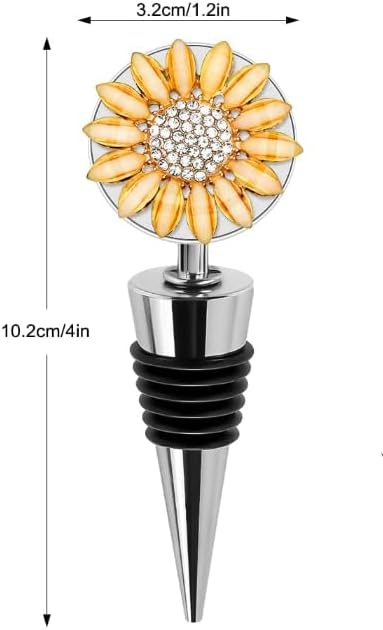 Sunflower Decorative Wine Stoppers, Delicate Diamond-Studded Wine Stopper with Animal and Plant Motifs, Reusable Beverage Bottle Stoppers for Bar, Party, Kitchen Decor, Wine Stoppers