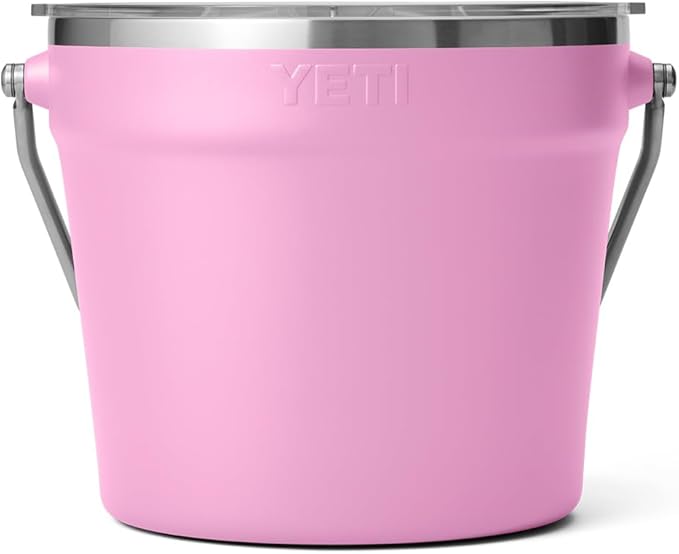 YETI Rambler Beverage Bucket, Double-Wall Vacuum Insulated Ice Bucket with Lid, Power Pink