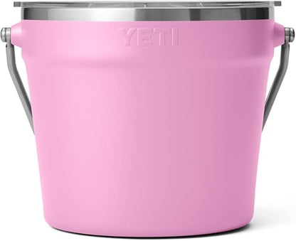 YETI Rambler Beverage Bucket, Double-Wall Vacuum Insulated Ice Bucket with Lid, Power Pink