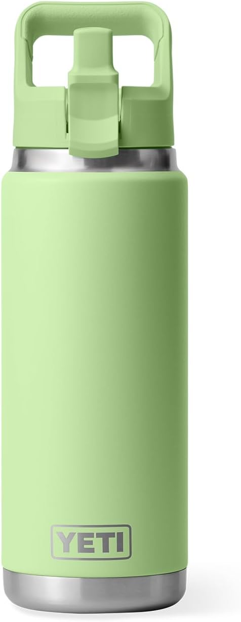 YETI Rambler 26 oz Bottle, Vacuum Insulated, Stainless Steel with Color Matching Straw Cap, Key Lime