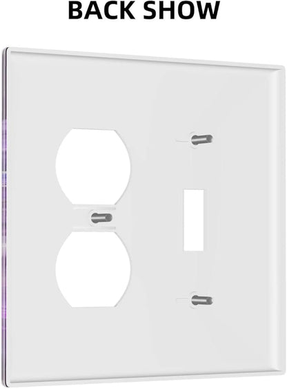 Purple Butterfly Flower Combo Single Toggle 1 Duplex Outlet Light Switch Wall Plate Cover Decorative 2-Gang for Electrical Girls Room Bathroom Bedroom Home Kitchen One Receptacle 4.5" x 4.6"