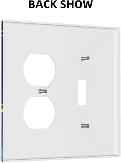 Space Astronaut Combo Single Toggle 1 Duplex Outlet Light Switch Wall Plate Cover Decorative 2-Gang for Electrical Boys Kids Room Bathroom Bedroom Home Kitchen One Receptacle 4.5" x 4.6"