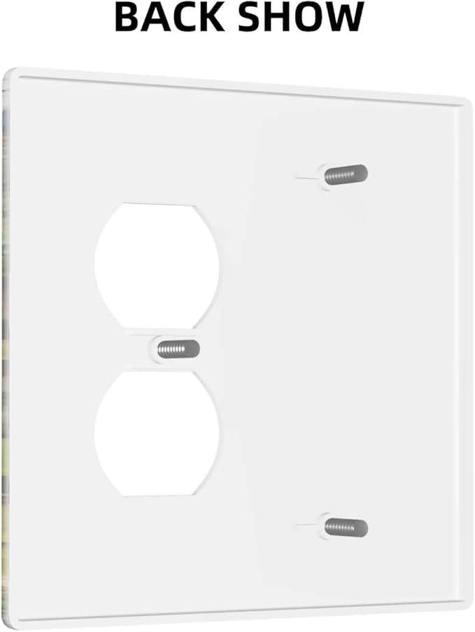 Cute Dinosaur Combo Single Blank 1 Duplex Outlet Switch Wall Plate Cover Decorative 2-Gang for Electrical Boys Kids Room Bathroom Bedroom Home Kitchen One Receptacle 4.5" x 4.6"