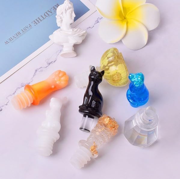 5Pcs White Cork Cover Bottle Stopper Silicone Mold,Crystal Epoxy Wine Bottle Stopper Mold,Reusable Beverage Bottle Stoppers Silicone Molds,Wine Stoppers and Pourers,Wine Stoppers,Kitchen and Dining