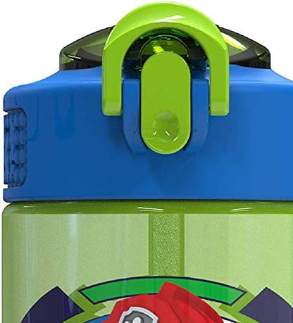 Zak Designs Paw Patrol Kids Spout Cover and Built-in Carrying Loop Made of Plastic, Leak-Proof Water Bottle Design (Rocky, Rubble & Chase, 16 oz, BPA-Free)