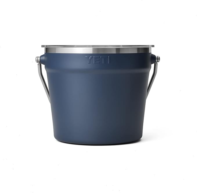 YETI Rambler Beverage Bucket, Double-Wall Vacuum Insulated Ice Bucket with Lid, Navy