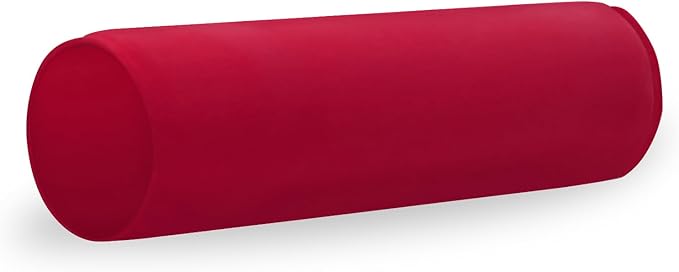 Round Cervical Roll Cylinder Bolster Pillow, 4" x 17" Orthopedic Cervical Roll Memory Foam Ergonomically Pillow forBed， Car, Office and Home Use，with Washable Cover (Rose Red)