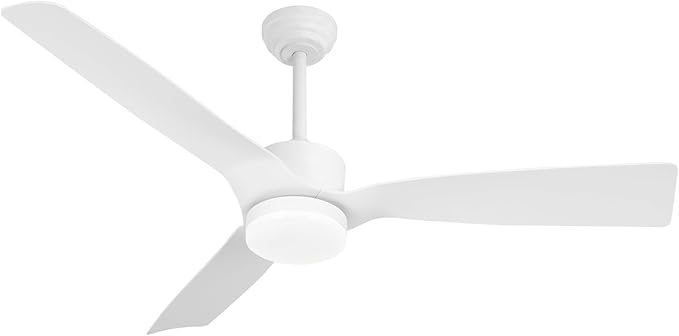 White Ceiling Fan with Light,52 inch,with Remote,22W Dimmable LED Light,DC Motor,6 Speed,Reversible,Outdoor Indoor Ceiling Fan for Bedroom/Patios/kitchen