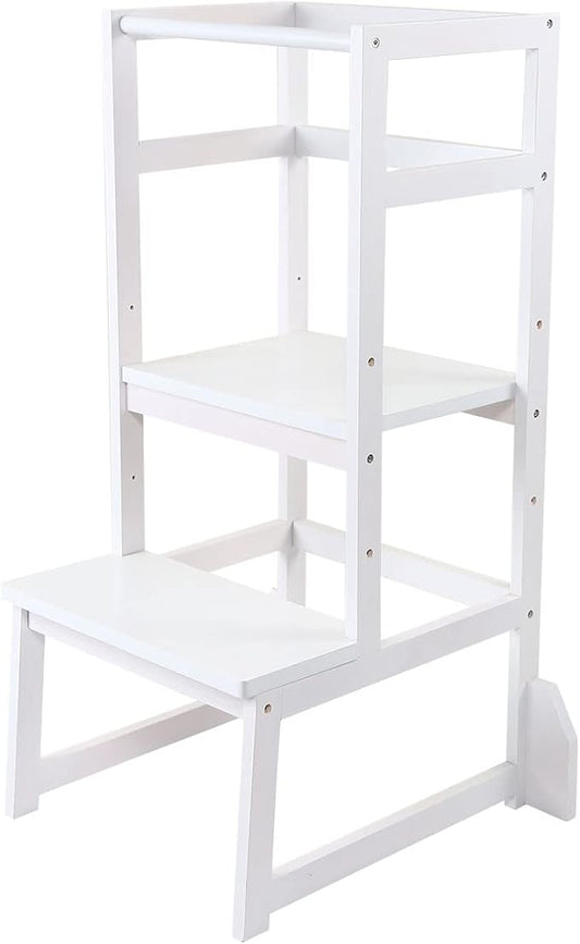 Toddler Step Stool Toddler Kitchen Stool, Adjustable-Height Toddler Tower Stool Step stools for Kids, White…