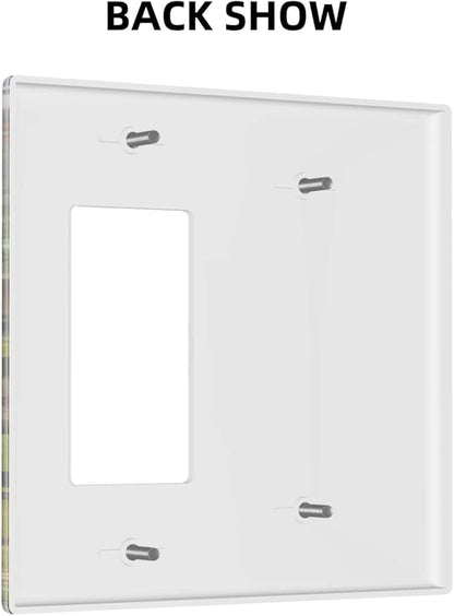 Cute Dinosaur Combo Single Blank 1 Rocker Light Switch Wall Plate Cover Decorative 2-Gang for Electrical Boys Kids Room Bathroom Bedroom Home Kitchen One Decora Receptacle 4.5" x 4.6"