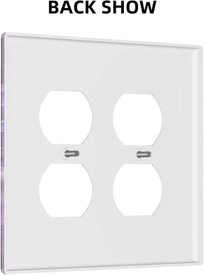 Purple Butterfly Flower Double Outlet Switch Wall Plate Cover Decorative 2-Gang for Electrical Girls Room Bathroom Bedroom Home Kitchen Two Receptacle Polycarbonate Power Gear 4.5" x 2.76"