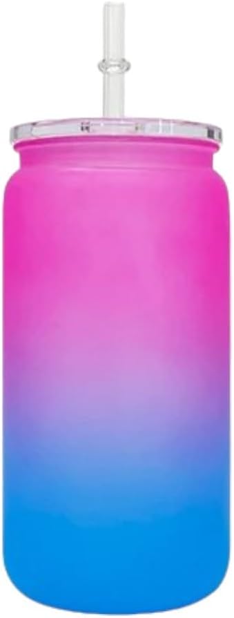 16oz Water Bottle, Plastic Can With Lid And Straw, Stainless Plastic Water Bottle, Cold Insulated Bottle, Summer Water Bottle, Durable Bottle(Purple and Blue)