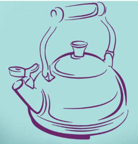 Teapot Tea Time Kitchen Cafe Dining Room Sticker Home Decoration Living Room Dining Room Art Applique Home Decor Purple 18 x 15 in