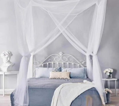 Minimalist Four Corner Mosquito Net Post Bed Curtain Canopy Hanging Kit Romantic Home Bedroom Decoration Princess Curtains for Tent Kids Rooms Baby Bassinet Outdoor Court Landing Garden Camping