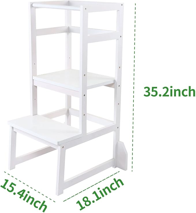 Toddler Step Stool Toddler Kitchen Stool, Adjustable-Height Toddler Tower Stool Step stools for Kids, White…