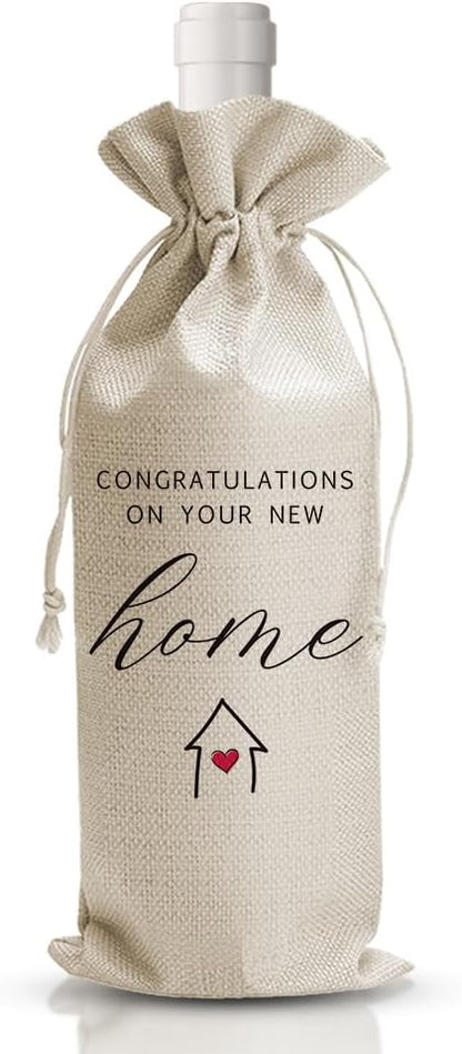 New Home Gifts for Home Housewarming Wine Gift Bags New Home Wine Bag for Friends Congratulations On Your New Home Glossy Client Gift from Realtors First New Home House Homeowner Gift