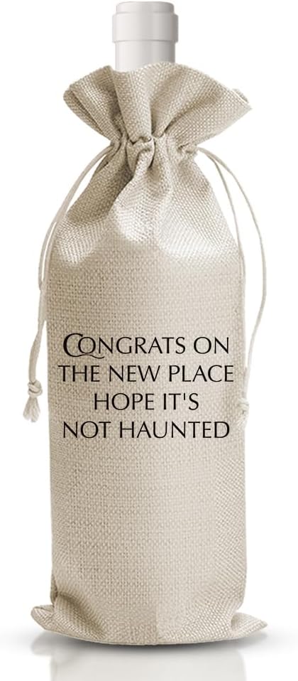 DOI-LANEE Housewarming Wine Gift Bags New Home Wine Bag For Friends Hope It's Not Haunted Housewarming Gift First New Home House Homeowner Gift Wine Gift Bags for Women Men Wife Husband