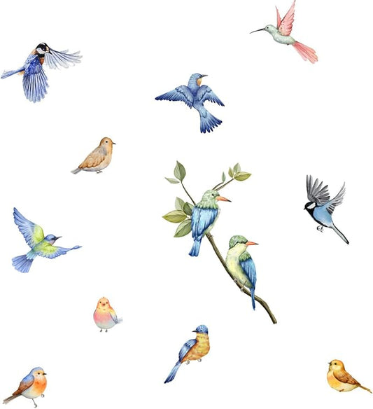 Colorful Bird Wall Decals - 30" x 90" Vinyl Wall Art for Home, Bedroom, Nursery Decor