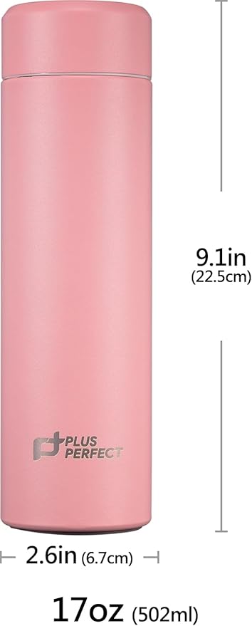 17oz Titanium Vacuum Insulated Water Bottle, Double wall Keep Cold and Hot, Ultralight Vacuum Flask, Leak Proof and Easy to Carry on, Pink